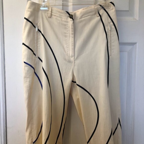 JAMIE SADOCK Women's Pastel Yellow with Stripe Stretch Pants Size 8 Golf Apparel - Picture 4 of 9